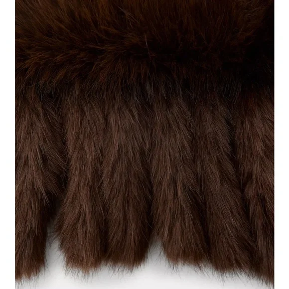 PLAIN FAUX FUR FRINGED SCARF - Picture 3 of 3